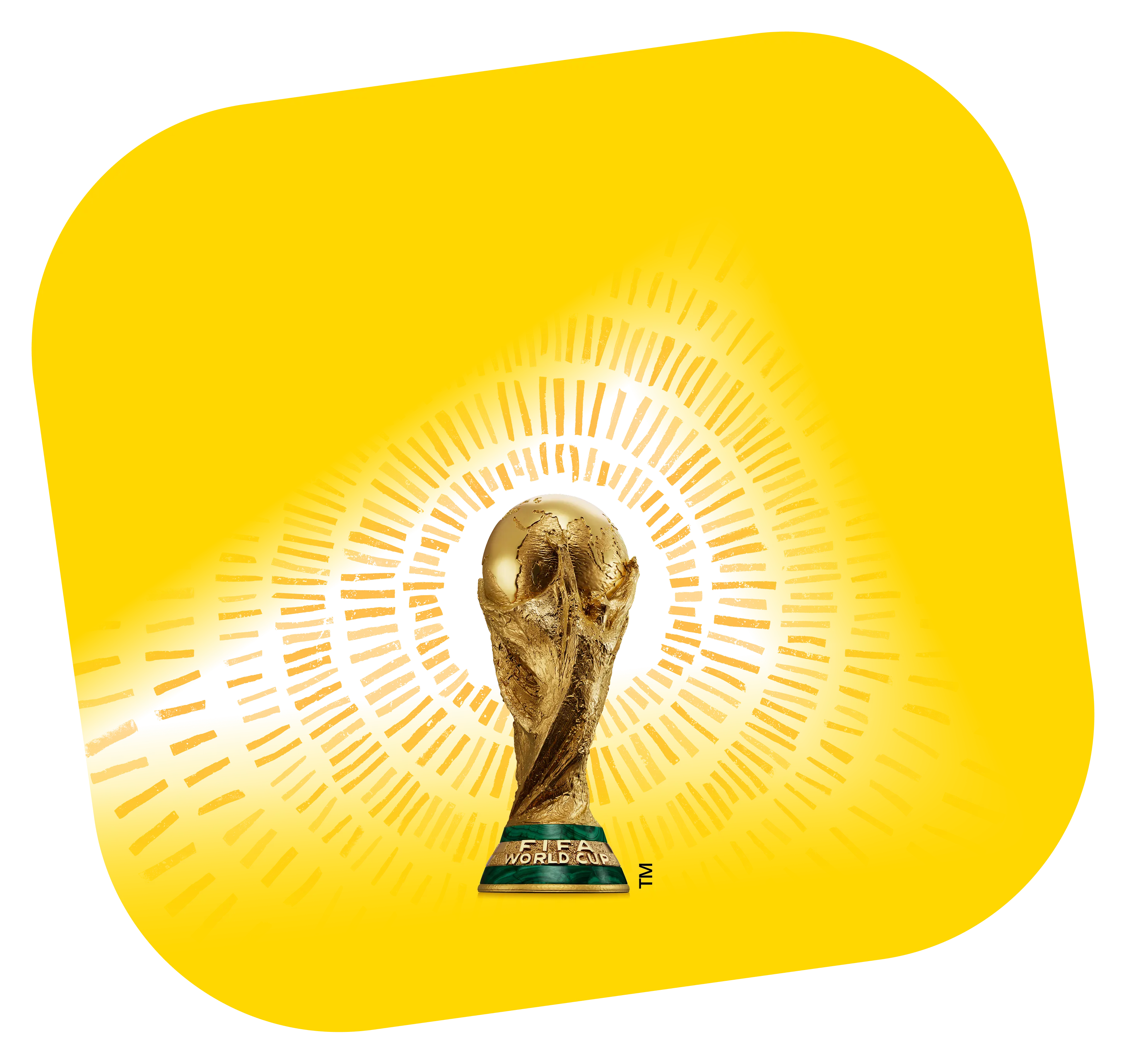 Copa del mundo con fondo dorado